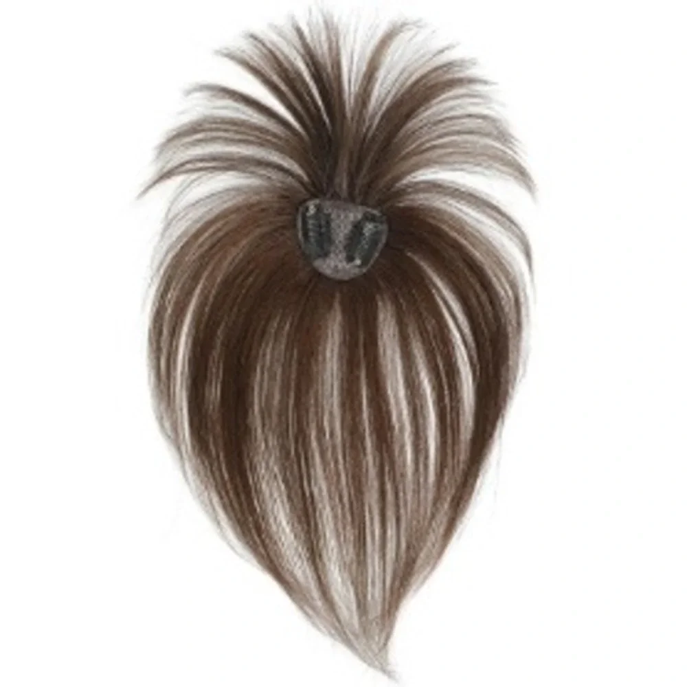Clip In Bangs Remy Human Hair Topper Medium Brown 360 Wispy Bangs Brunette